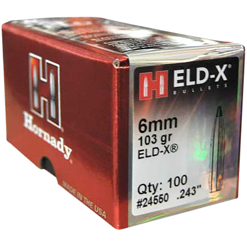 Hornady 24550 ELD-X  6mm .243 103 gr Extremely Low Drag eXpanding 100 Per Box/ 25 Case