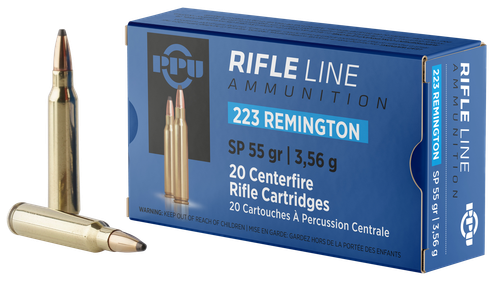 PPU PP223S Standard Rifle  223Rem 55gr Soft Point 20 Per Box/50 Case