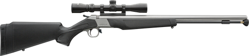 CVA PR2117SSCP Wolf w/Optic 50 Cal 24" Stainless Steel Barrel & Drilled & Tapped Stainless Steel Receiver, Fixed Black Synthetic Stock, KonusShot 3-9x32mm