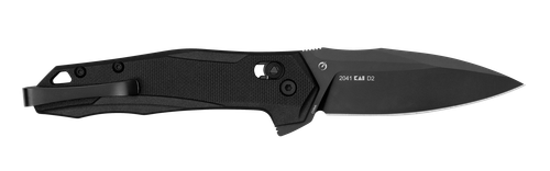 Kershaw 2041 Monitor  Mid-Size 3" Folding Spear Point Plain Black Oxide D2 Steel Blade, Black Textured Glass Filled Nylon Handle, Includes Pocket Clip