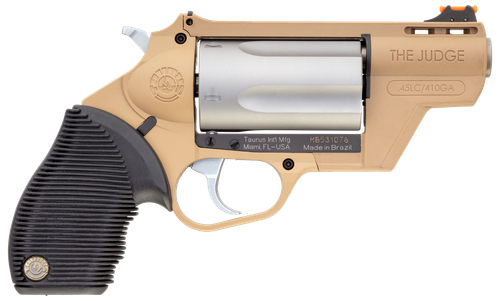 Taurus 2-441029FDE Judge Public Defender 45 Colt (LC)/410 Gauge 5rd 2.50" Flat Dark Earth Barrel & Frame Matte Stainless Cylinder Black Ribber Grip