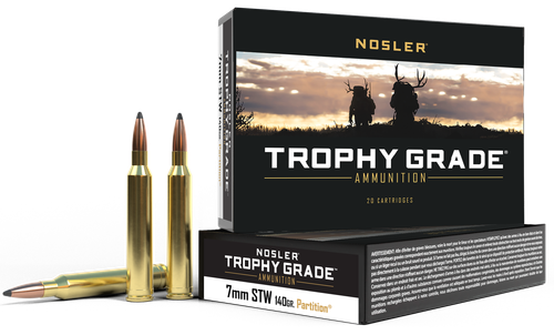 Nosler 60046 Trophy Grade  7mmSTW 140gr Nosler Spitzer Partition 20 Per Box/10 Case