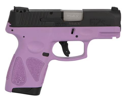 Taurus 1G2S931LP G2S  Compact Frame 9mm Luger 7+1 3.26" Matte Stainless Steel Barrel, Matte Black Serrated Alloy Steel Slide, Light Purple Polymer Frame w/Picatinny Rail & Polymer Grip, Right Hand