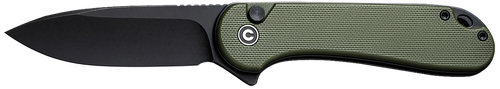 Civivi Knives C18062P-3 Elementum II  EDC 2.96" Folding Drop Point Plain Black Stonewashed Nitro-V Steel Blade, OD Green Textured G10 Handle