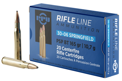 PPU PP30062 Standard Rifle  30-06Springfield 165gr Pointed Soft Point Boat Tail 20 Per Box/10 Case