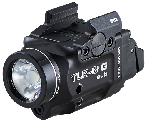 Streamlight 69437 TLR-8 w/Laser Black Anodized, Green Laser 5.0 mW/500 Lumens Output 510-530nm Wavelength, Fits Sig Sauer P365/P365XL