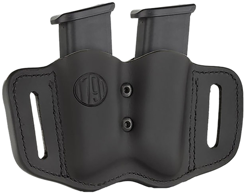 1791 Gunleather MAGF22SBLA MAG-F Double Mag Holster Stealth Black Leather Belt Slide Compatible w/ Double Stack Ambidextrous