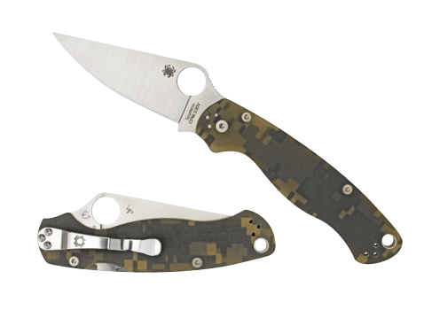 Spyderco C81GPCMOBK2 Para Military 2  3.44" Folding Drop Point Plain Black CPM S30V SS Blade Digital Camo G10 Handle Includes Pocket Clip