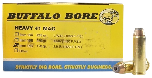 Buffalo Bore Ammunition 16C20 Heavy Strictly Business 41Rem Mag 170gr Jacket Hollow Point 20 Per Box/12 Case