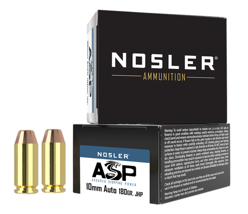 Nosler 51400 Assured Stopping Power Handgun 10mmAuto 180gr Jacketed Hollow Point 20 Per Box/20 Case