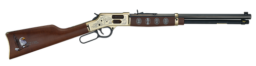 Henry H006GES2 Eagle Scout Centennial Tribute 2nd Edition 44 Special/44 Mag 10+1 20" Blued Octagon Barrel, Polished Brass w/Nickel Plating Drilled & Tapped Receiver, American Walnut Straight Stock