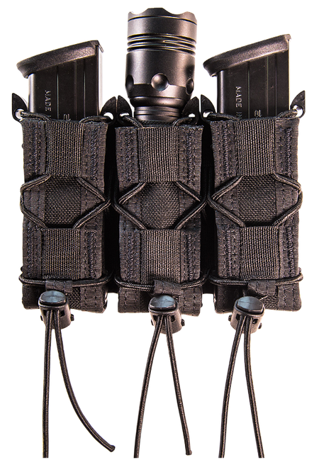 High Speed Gear 11PT03BK TACO Mag Pouch Triple Black Nylon MOLLE Belts 2" Wide Compatible w/ Pistol
