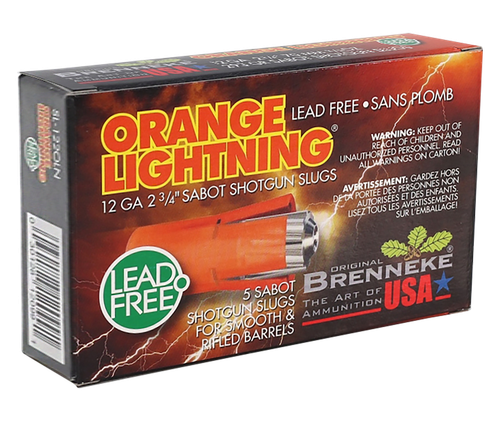 Brenneke SL122OLN Orange Lightning  12Gauge 2.75" 2/3oz Slug Shot 5 Per Box/50 Case