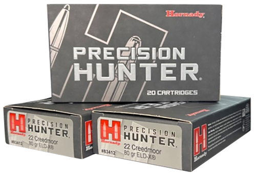 Hornady 83412 Precision Hunter  22 Creedmoor 80 gr ELD-X 20 Per Box/10 Cs
