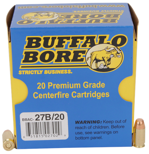 Buffalo Bore Ammunition 27B20 Personal Defense Strictly Business 380ACP +P 95gr Full Metal Jacket Flat Nose 20 Per Box/12 Case