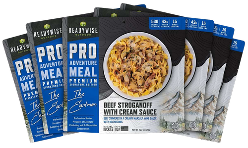 ReadyWise RW05197 Outdoor Food Kit Beef Stroganoff with Mushroom Cream 2 Servings Per Pouch, 6 Per Case