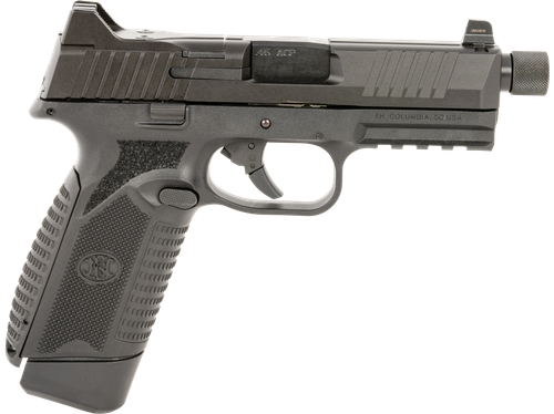 FN 66101385 545 Tactical 45 ACP 10+1 4.71" Black Target Crown/Threaded Steel Barrel, Black Optic Cut/Serrated Steel Slide & Polymer Frame w/Picatinny Rail,  Ambidextrous
