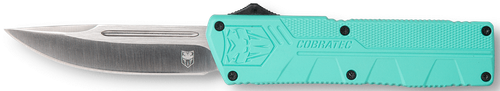 CobraTec Knives TFCTLWDNS Lightweight  3.25" OTF Drop Point Plain D2 Steel Blade/Tiffany Blue Aluminum Handle Includes Pocket Clip