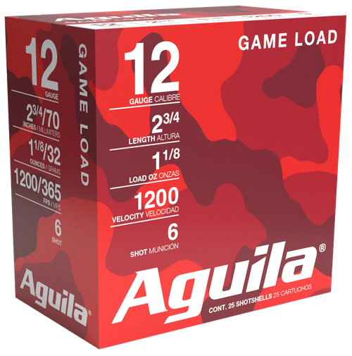 Aguila 1CHB1216 Game Load  12Gauge 2.75" 1 1/8oz 6Shot 25 Per Box/10 Case