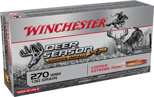 Winchester Ammo X270SDSLF Deer Season XP Copper Impact 270WSM 130gr Copper Extreme Point Lead-Free 20 Per Box/10 Case