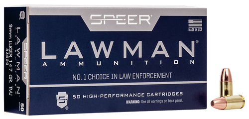 Speer 53620 Lawman  9mmLuger 147gr Total Metal Jacket Round Nose 50 Per Box/20 Case