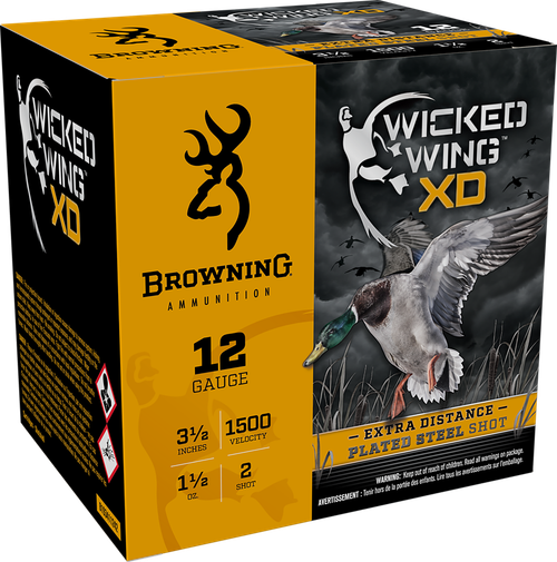 Browning Ammo B193411242 Wicked Wing XD  12Gauge 3.50" 1 1/2oz 2Shot 25 Per Box/10 Case