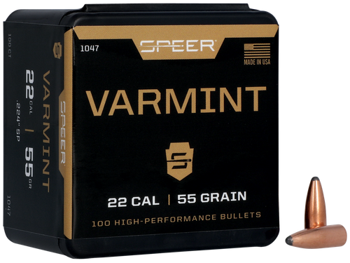 Speer 1047 Varmint  22Cal 55gr Jacketed Soft Point 100 Per Box/5 Case