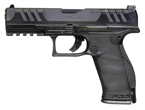 Walther Arms 2858134 PDP Optic Ready 9mm Luger Caliber with 5" Barrel, 10+1 Capacity, Black Finish Picatinny Rail Frame, Serrated/Optic Cut Black Steel Slide & Performance Duty Textured Polymer Grip