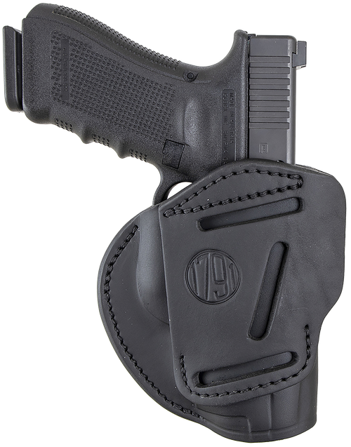 1791 Gunleather 3WH5SBLA 3-Way  IWB/OWB Size 05 Stealth Black Leather Belt Loop Compatible w/ Glock 17 Compatible w/ Springfield XD Compatible w/ S&W M&P Compatible w/ HK VP9 Ambidextrous Hand