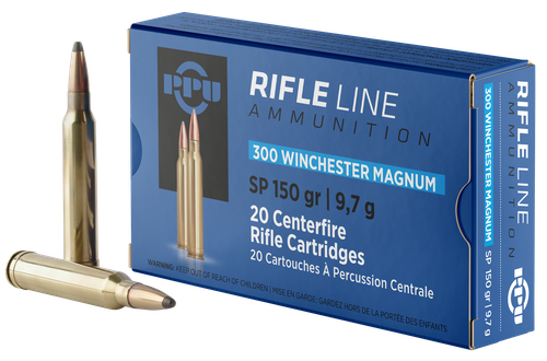PPU PP3001 Standard Rifle  300WinMag 150gr Soft Point 20 Per Box/10 Case