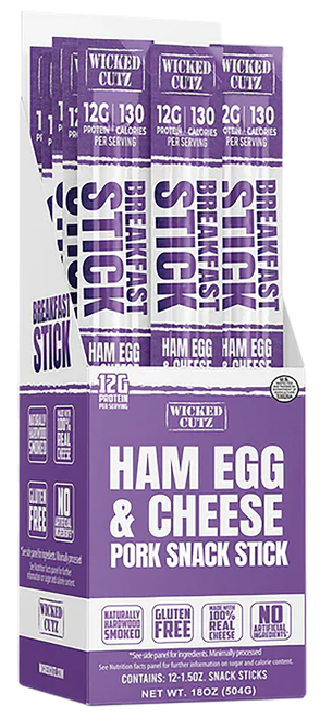 Wicked Cutz WCBR12HEC Ham Egg & Cheese Breakfast Sticks  12 Pack