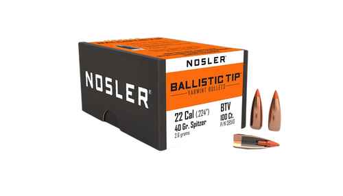 Nosler 39510 Ballistic Tip  22Cal 40gr Spitzer Point 100/Box