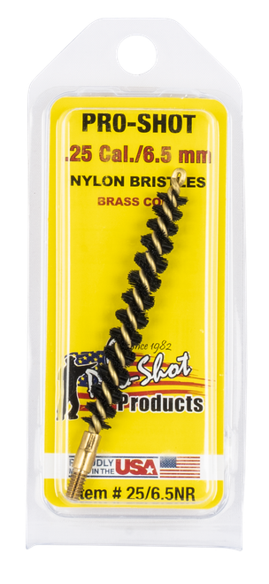 Pro-Shot 2565NR Bore Brush  .25 Cal/ 6.5mm Rifle #8-32 Thread Nylon Bristles Brass Core