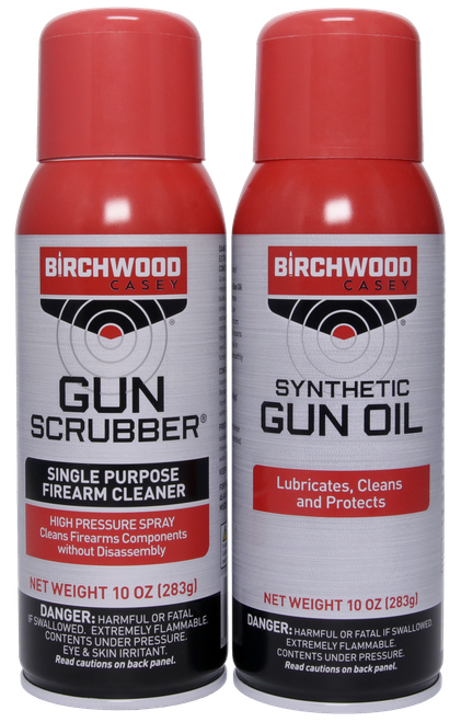 Birchwood Casey 33302 Gun Scrubber & Synthetic Gun Oil Combo Pack 10 oz. Aerosol Can 2 Pack