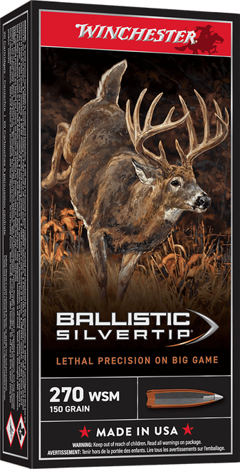 Winchester Ammo SBST2705A Ballistic Silvertip  270WSM 150gr Rapid Controlled Expansion Polymer Tip 20 Per Box/10 Case