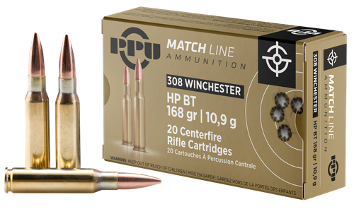 PPU PPM3082 Match  308Win 168gr Hollow Point Boat Tail 20 Per Box/10 Case