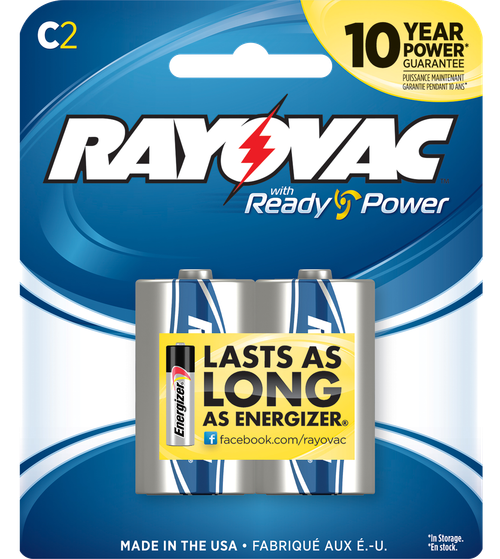 Rayovac 8142F C HIGH ENERGY Alkaline Batteries  Silver/Blue 1.5 Volts 8,000 mAh (2) Single Pack