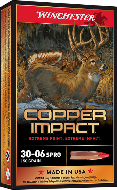 Winchester Ammo X3006CLF Copper Impact  30-06Springfield 150gr Copper Extreme Point Lead Free 20 Per Box/10 Case