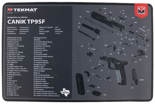 TekMat TEKR17CANIKTP9SF  Cleaning Mat Black/Gray Rubber 11"x17" Canik TP9SF Diagram