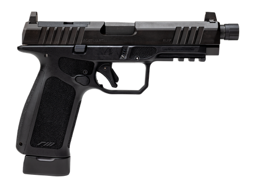 Rost Martin RM1FBLKOSPT RM1F Tactical 9mm Luger 24+1 4.50" Black Threaded Barrel, Black Nitron Steel Optic Ready/Serrated Slide, Black Polymer Frame w/Picatinny Rail, Interchangeable Backstrap Grip, R