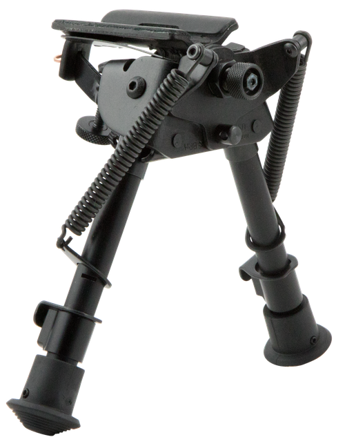 Harris Bipods BRM1A2 Non-Swivel BR Swivel Stud, 6-9", Black Steel/Aluminum, Notched Legs, Rubber Feet