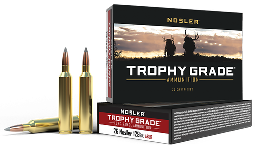 Nosler 60110 Trophy Grade Long-Range 26Nosler 129gr Nosler Spitzer AccuBond Long Range 20 Per Box/10 Case