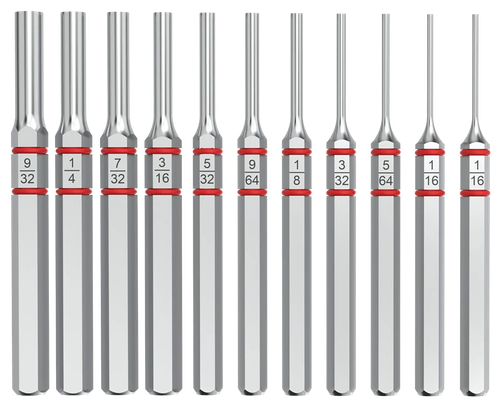 Real Avid AVAPKS Accu-Punch Standard Pin Punch Set Silver Steel Universal Firearm 11 Pieces