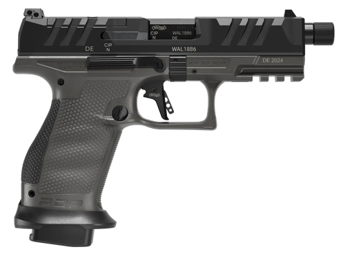 Walther Arms 2871947 PDP Pro SD Compact 9mm Luger 10+1 4.60" Black Threaded Barrel, Black Optic Ready/Serrated Slide, Tungsten Gray Polymer Frame w/Picatinny Rail, Textured Polymer Grip