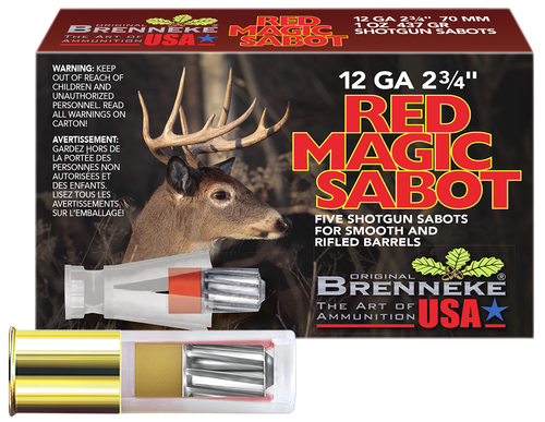 Brenneke SL122RMS Red Magic  12Gauge 2.75" 1oz Sabot Slug Shot 5 Per Box/50 Case