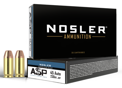 Nosler 51284 Assured Stopping Power Handgun 45ACP 230gr Jacketed Hollow Point 50 Per Box/10 Case