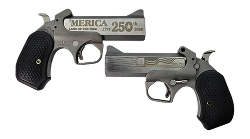 Bond Arms BACY-250TH-45-70 Cyclops 'Merica 45-70 Gov 1 Shot 4.25" Rough Matte Barrel, Rough Stainless Steel Frame, Black B6 Resin Grip, Exposed Hammer