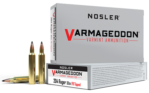 Nosler 65115 Varmageddon  204Ruger 32gr Flat Base Tipped 20 Per Box/20 Case