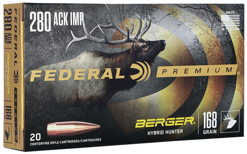 Federal P280AIBCH1 Premium  280Ackley Improved 168gr Berger Hybrid Hunter 20 Per Box/10 Case