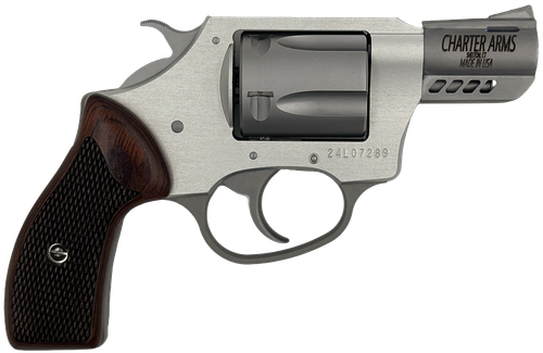 Charter Arms 53802 Coyote  Small 380 ACP 5 Shot 2" Ported Stainless Steel Barrel, Stainless Steel Cylinder, Anodized Aluminum Frame, Rosewood Checkered Grip, Exposed Hammer